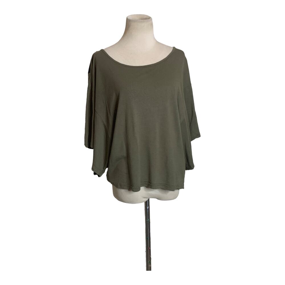 Anthropologie green oversize dolman sleeves top size Small